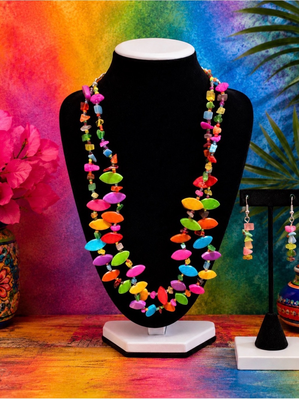 Fashion beaded necklace & earring set